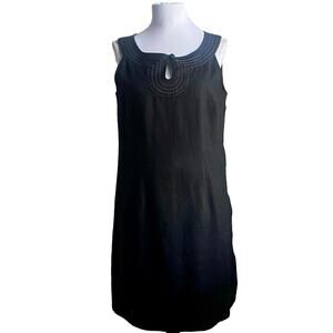 BODEN 100% LINEN Santorini Keyhole Button‎ Shift Dress SZ 6 Sleeveless Mini Midi